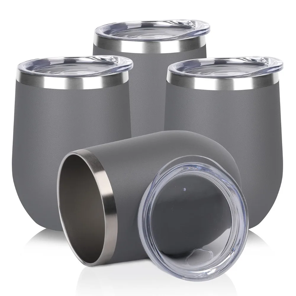 Stainless Steel Cup 12oz/360ml Stainless Steel Wine Glass with Lid Double Layer Insulated Leak-proof BPA Free Suitable for Coffee