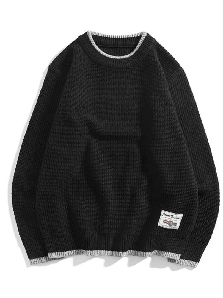 

Japanese Original Pineapple Striped Sweater Autumn Winter New Long Sleeve O-neck Men's Fashion Loose Casual Pullover Knitwear
