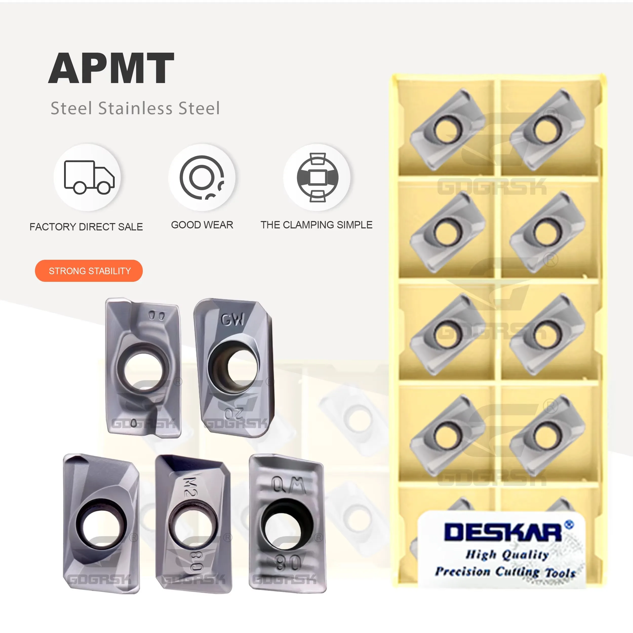APMT-Serie Fräsklinge APMT1604PDER-H2 M2 QM XM APMT160420PDER-GW LF6018 DESKAR Edelstahl Quadrat-Schaftfräsklinge