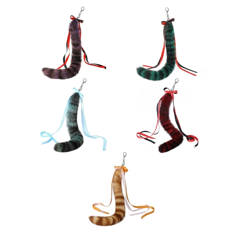 Raccoon Tail Key Holder Purse Bag Charm Keychain Decorations for Women