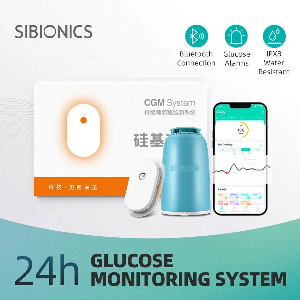 

Sibionics Blood Glucose Meter 24h Real Time Monitoring Sensor Diabetes Suger Tester Health Monitors For Home Scanner Finger-Free