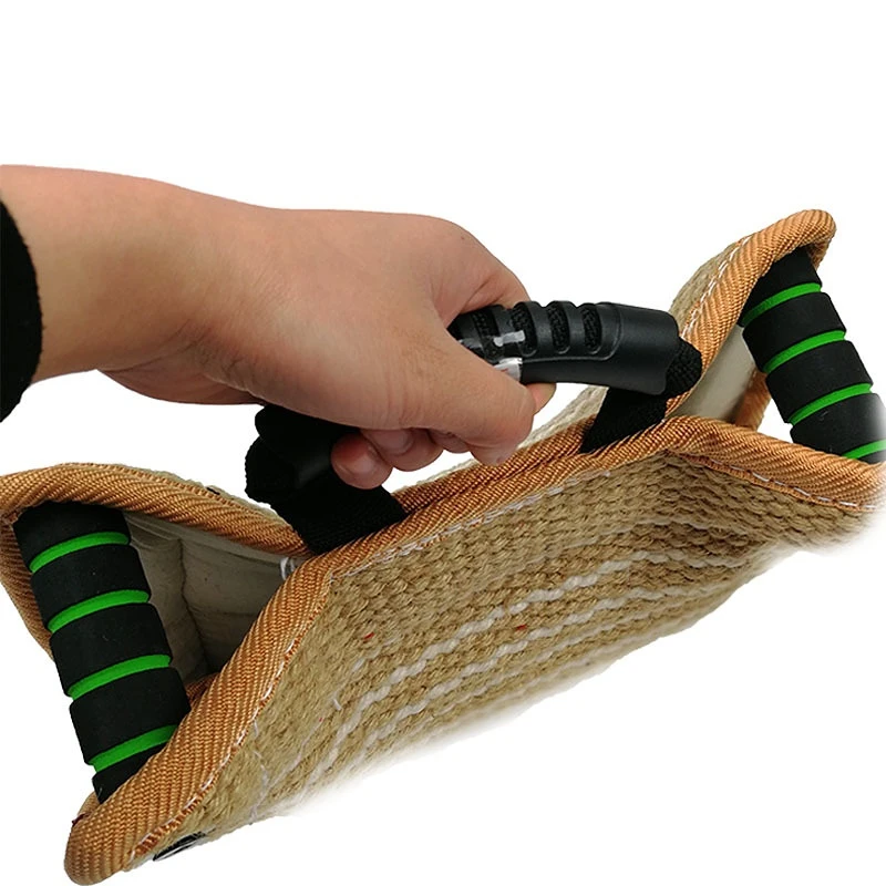 Training Dog Biting Pillow Coarse Biting Pillow Belt Handle Coarse FiberflaxTriangle Training Dog Supplies
