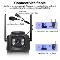 WONSDAR 2.4Ghz & 5Ghz Caméra IP WiFi mise à niveau Caméra de sécurité extérieure Suivi automatique Vision nocturne Surveillance vidéo CCTV iCsee 6