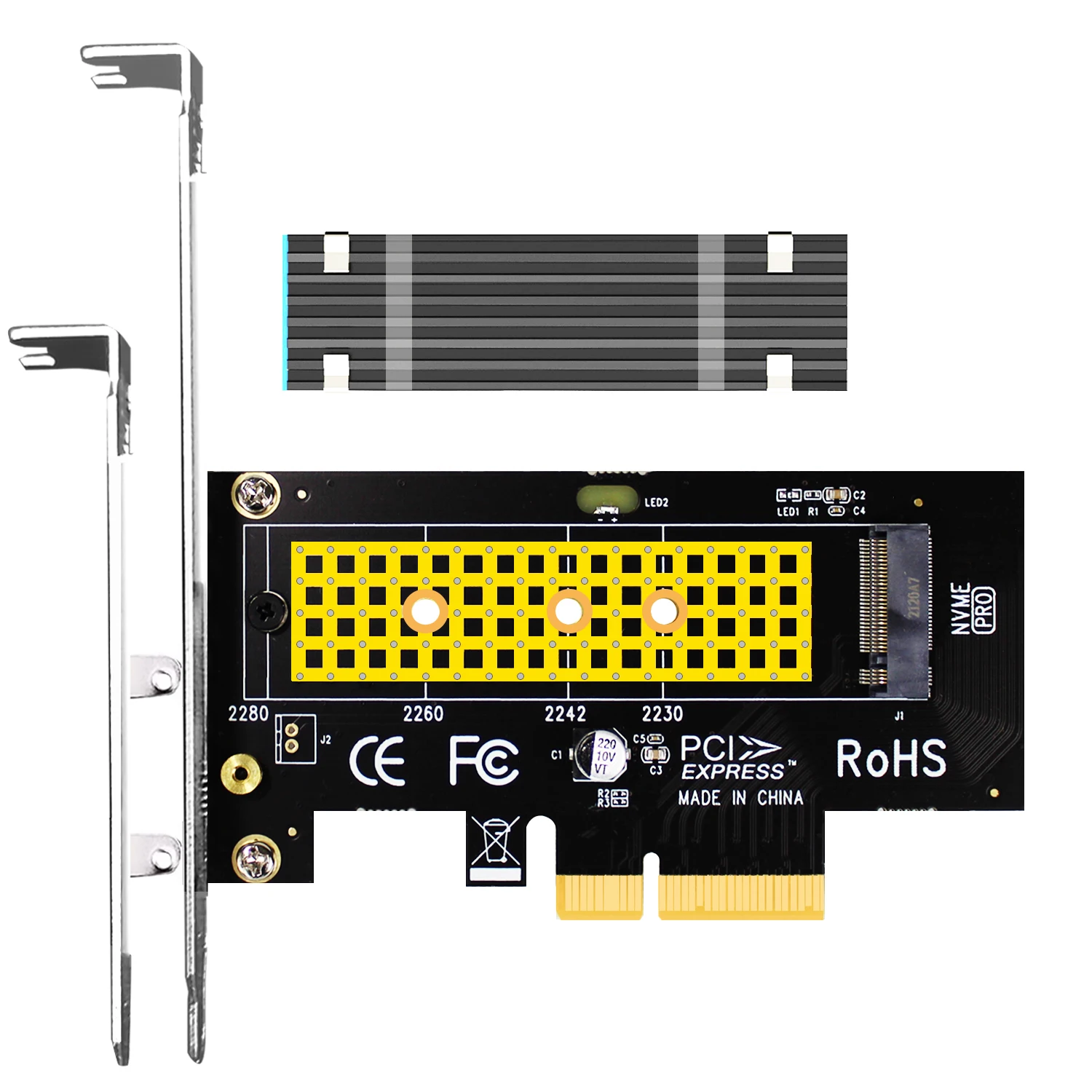 Pcie Nvme 4.0 3.0 Adaptador com 0.12 Polegada de Espessura M.2 Dissipador de Calor para M.2 Pcie Ssd Nvme e Ahci Pci-e Gen4 Spee Completo M.2