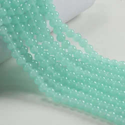 Sky Blue Round Glass Beads for Jewelry Making - 8mm Loose Beads for DIY Creations (Light Lake Green)