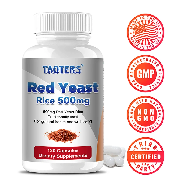 Red Yeast Rice 500mg Vegetable Capsules, Healthy Cholesterol, Supports Healthy Blood Sugar, Cardiovascular and Cardioprotection
