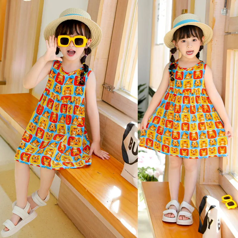 

New style Girl's dress, children's clothing, home clothing, baby silk, summer pajamas, girl's beach princess dress