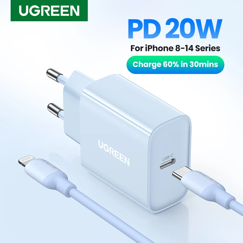 

RU Special Sale-UGREEN PD Charger 20W QC4.0 QC3.0 USB Type C Fast Charger for iPhone 14 13 12 Xs 8 Xiaomi Phone PD Charger