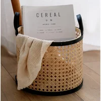 Hand-woven Rattan Storage Basket, Hexagonal Mesh, Desktop Organizer, Versatile Scenes, Laundry Basket, Japanese, Simple Items 1
