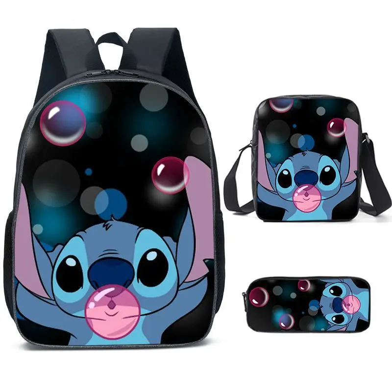 

3pcs/Set Disney Stitch Children's Backpack Cartoon Large-capacity Student Schoolbag Lightweight Waterproof Student Backpack