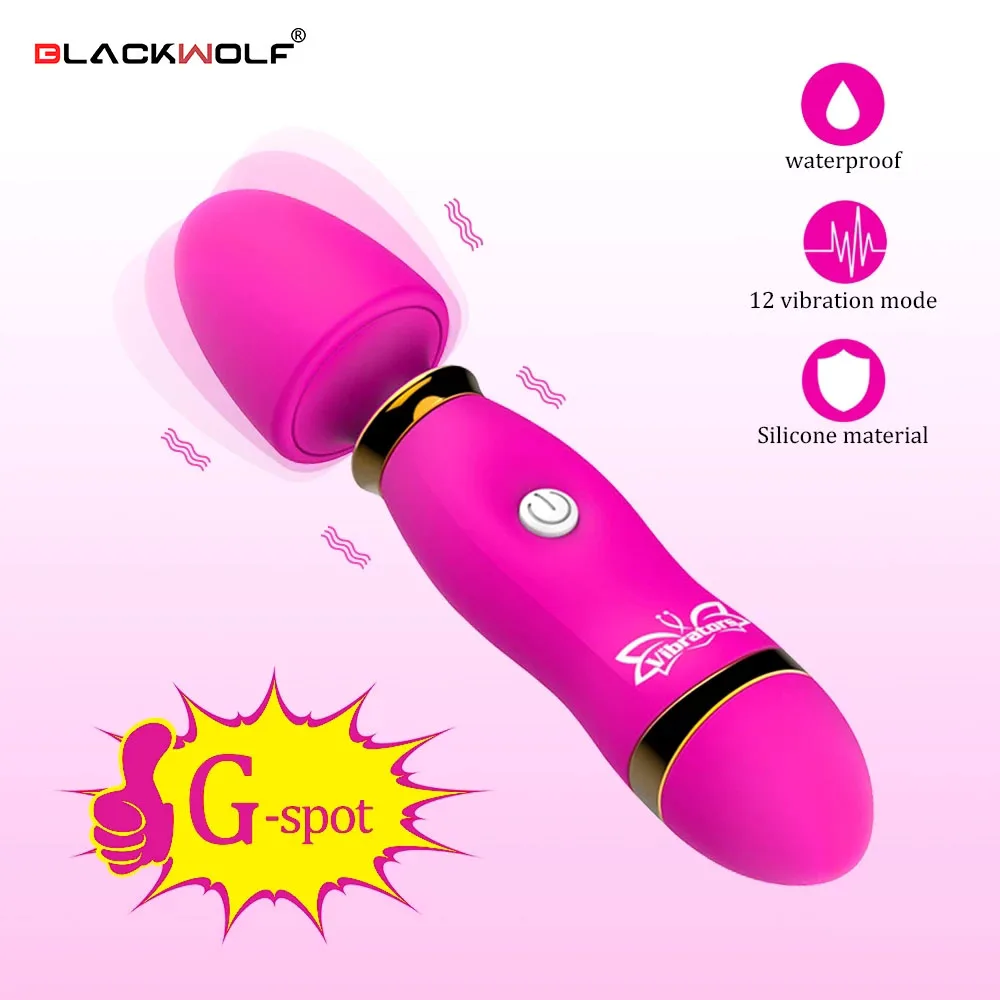 BLACKWOLF Orgasm AV Stick Vibrator Clitoris Stimulate G-spot Massager Magic Wand Dildo Vibrator Sex Toys for Women Adult Product