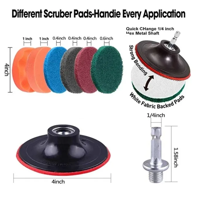 Juego de cepillos de limpieza multiusos para carro, herramienta de fijación de taladro eléctrico, cepillo de depurador eléctrico, pulidor de coche, Kit de cepillos para Detalles - Imagen 5