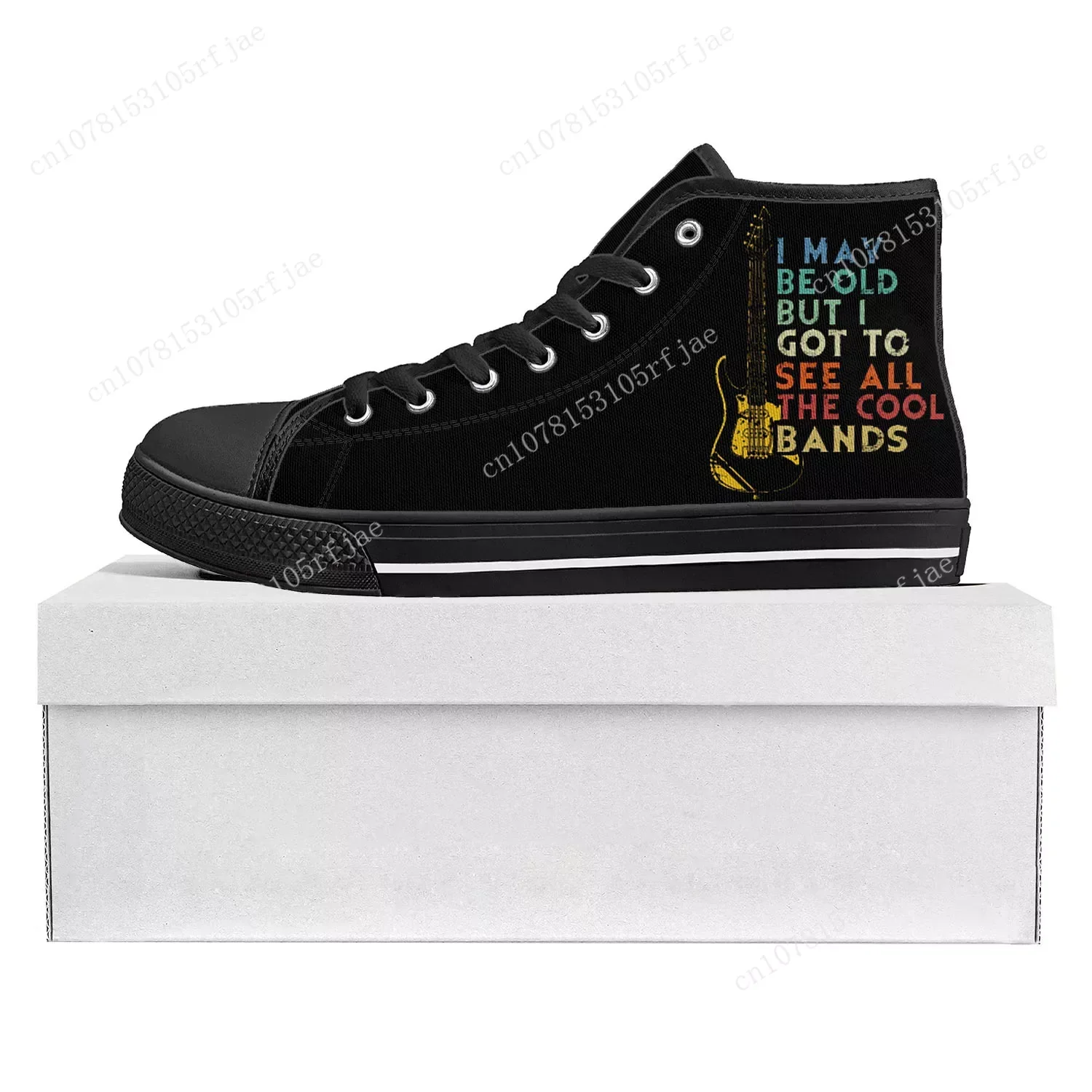 

I May Be Old But I Got Bands High Top High Quality Sneakers Mens Womens Teenager Canvas Sneaker Casual Couple Shoes Custom Shoe