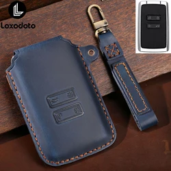 Leather Car Key Case Cover and Card Holder (A blue)
