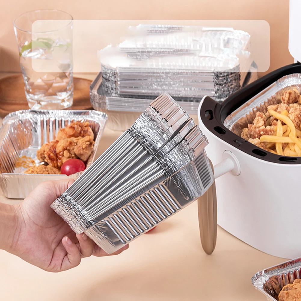 BBQ Aluminum Foil Grease Drip Pans Air Fryer Non-Stick Steaming Basket Recyclable Grill Catch Tray Kitchen Tool 30PCS disposable bbq drip pans aluminum foil trays