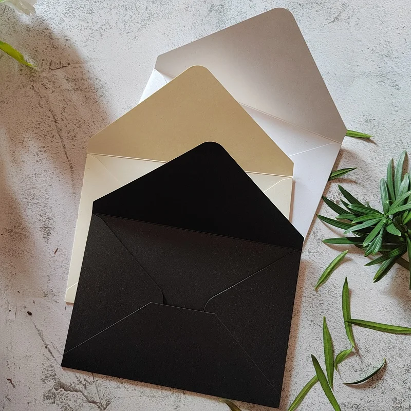 

50pcs Custom Color V-Flap Envelopes for A5 Invitation Cards 250gsm Thick Iridescent Paper or Matte Paper For Choice