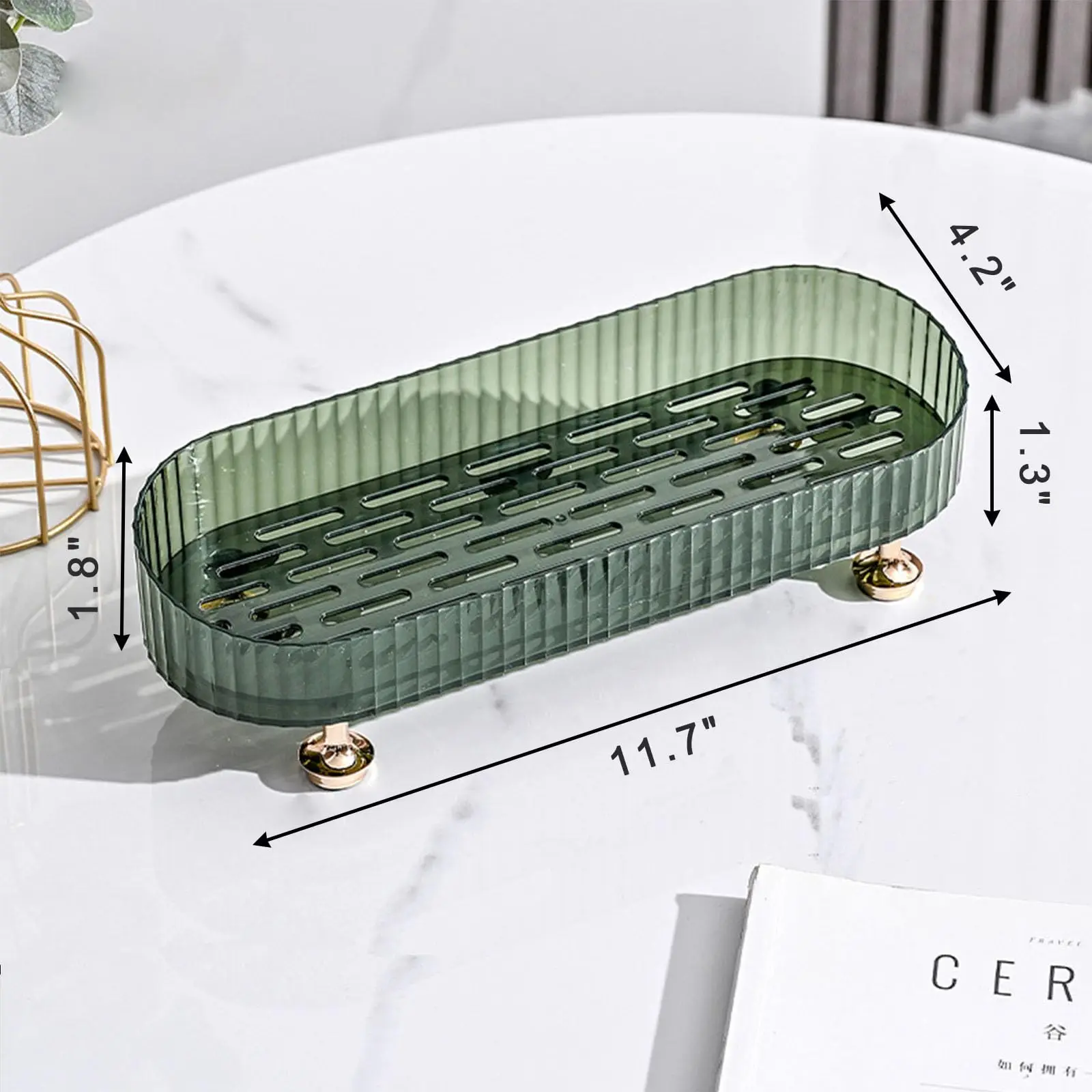 Clear Desktop Storage Box Makeup Perfume Organizer Tray, Small Bathroom Trays for Counter, Decorative Perfume Trays for Dresser, 3