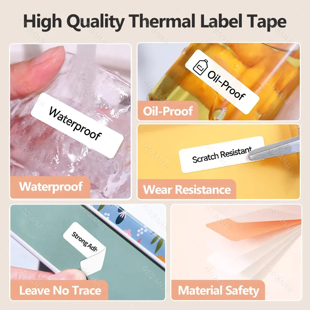 3Rolls HPRT Q2 Label Printer Paper Sticker Colorful Tape 12-15mm Waterproof as D110 Thermal Pure White Adhesive Paper for H11 Q2