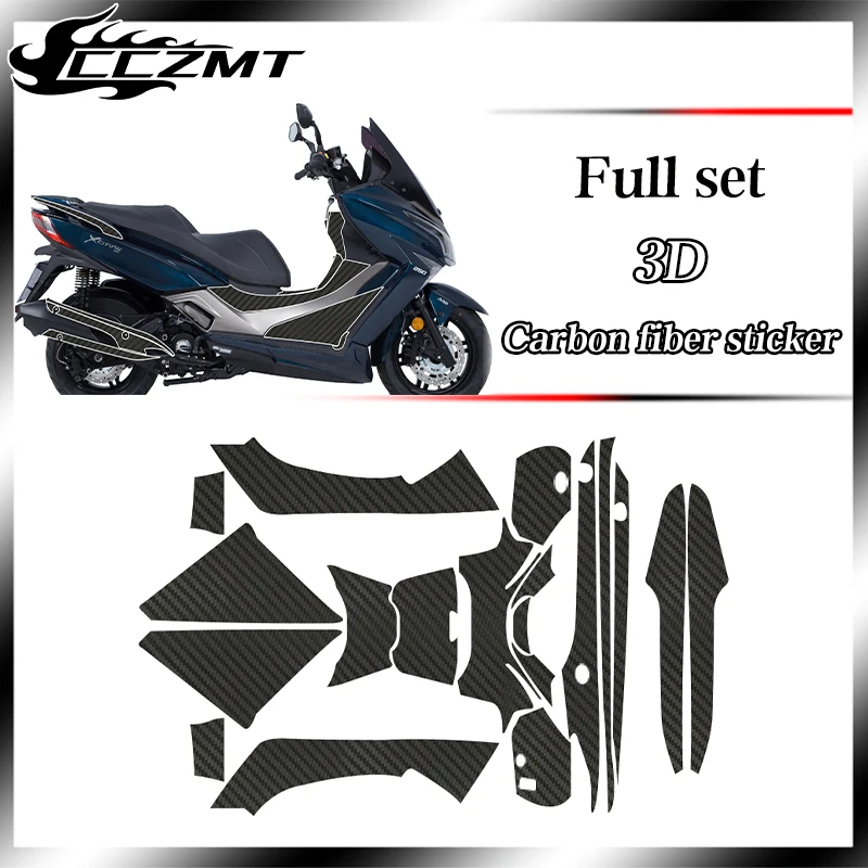 For KYMCO XCITING 250  300 3D Carbon Fiber Sticker Protective Sticker Anti Wear Sticker Fuel Tank  Modification Sticker