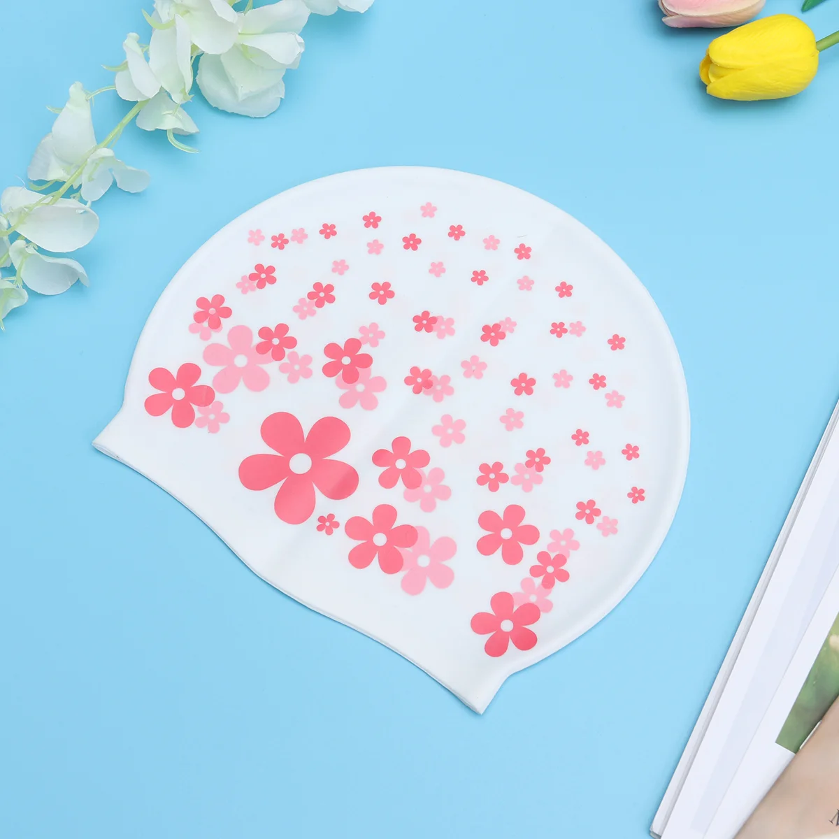 

Swimming Caps For Girls Swim Caps Flower Pattern Waterproof Bathing Cap Keeps Hair Clean For Children Teens Long Short Hair