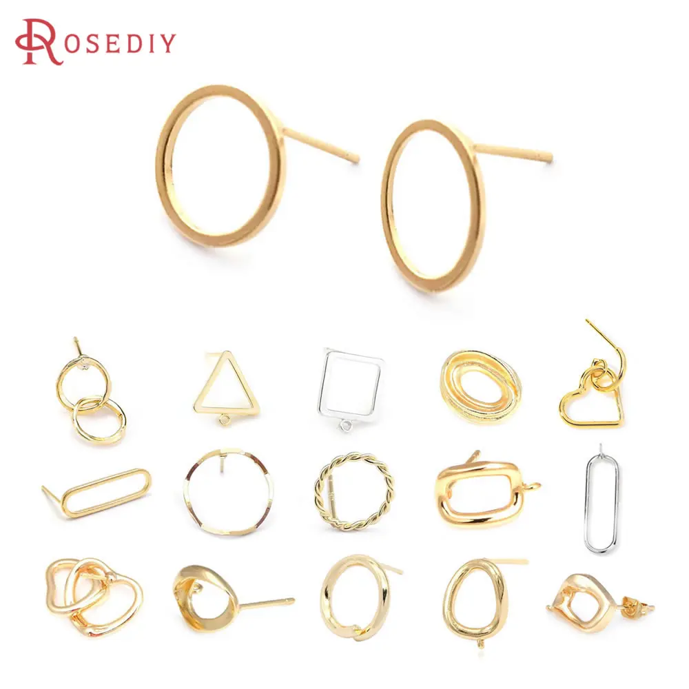 

(33710)20PCS Circle 12MM 24K Gold Color Brass Round Circle Stud Earrings Pins High Quality Diy Jewelry Findings Accessories