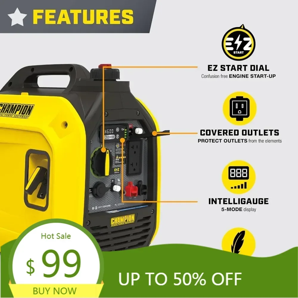 2500-watt ultralight portable inverter generator with quiet technology and co shield