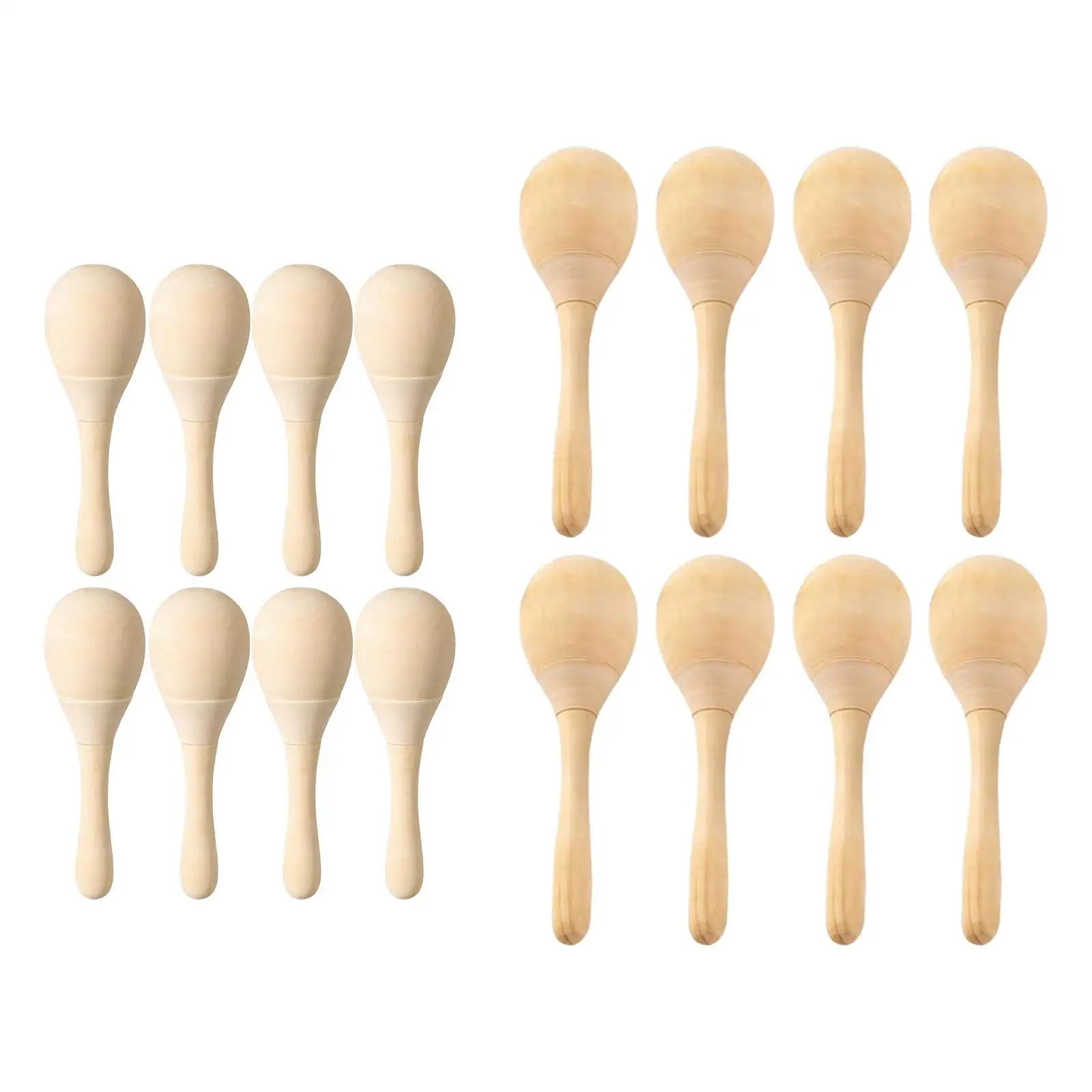 8Pcs Wood Maracas with Crisp Blow Sound DIY Mini Hand Percussion Rattles for
