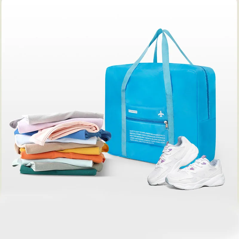 Compact Waterproof Nylon Travel Organizer Bag with Large Capacity and Foldable Design