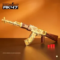 1548PCS Technical Golden AK47 M4A4 AWP P90 Gun Model Building Blocks with Motor Set Weapon Bricks Toys Gift For Children Kids 1