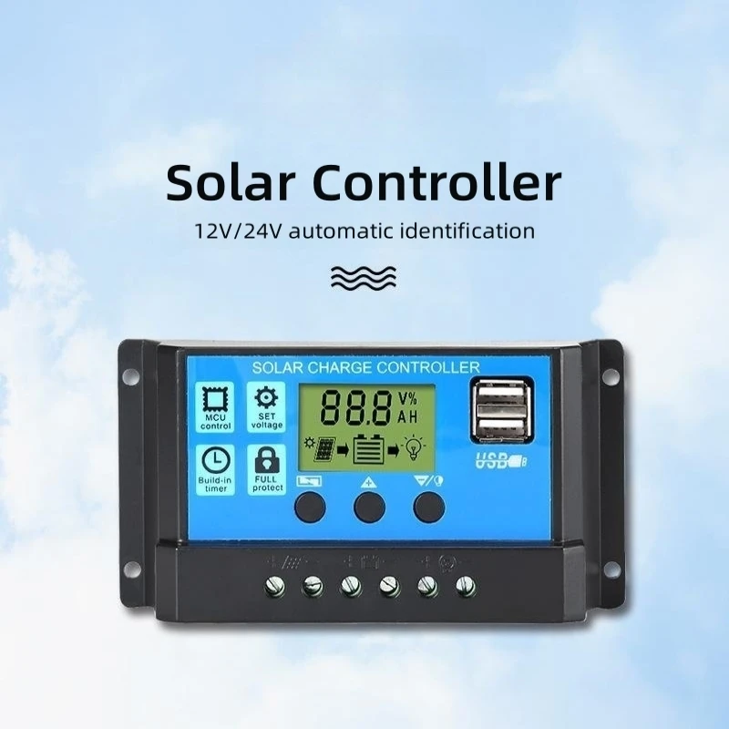 Solar Controller 12V/24V 100A 60A 50A 40A 30A 20A 10A Solar Regulator PWM Battery Charger LCD Display Dual USB 5V Output solar charger,solar battery charge controller