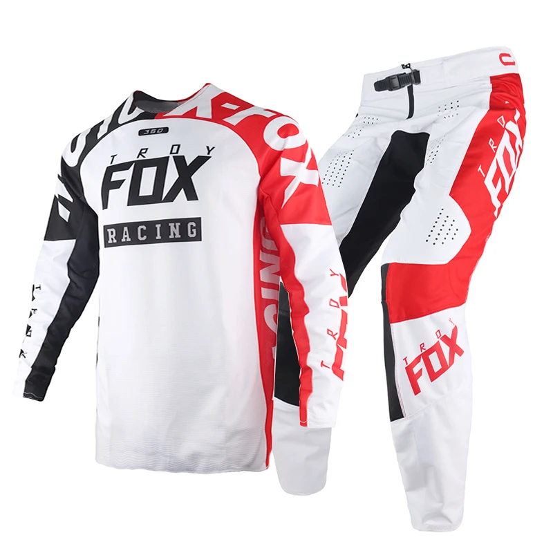 

2022 MX ATV Dirt Bike Gear Set Troy Fox 360 Paddox Combo Jersey Pants Mens Kits Cycling Offroad Moto Motocross Red White Suit