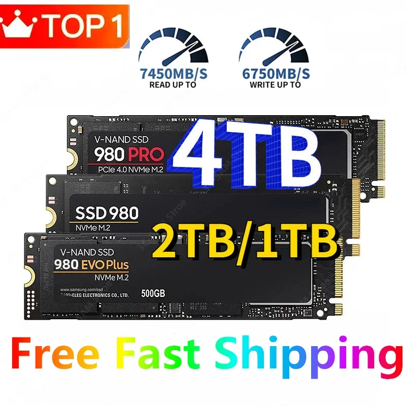 

New Original 4TB 980 PRO SSD PCIe Gen 4.0 X 4 NVMe M.2 2280 1TB 2TB Internal Solid State Disk for Desktop Computer Laptop PS5