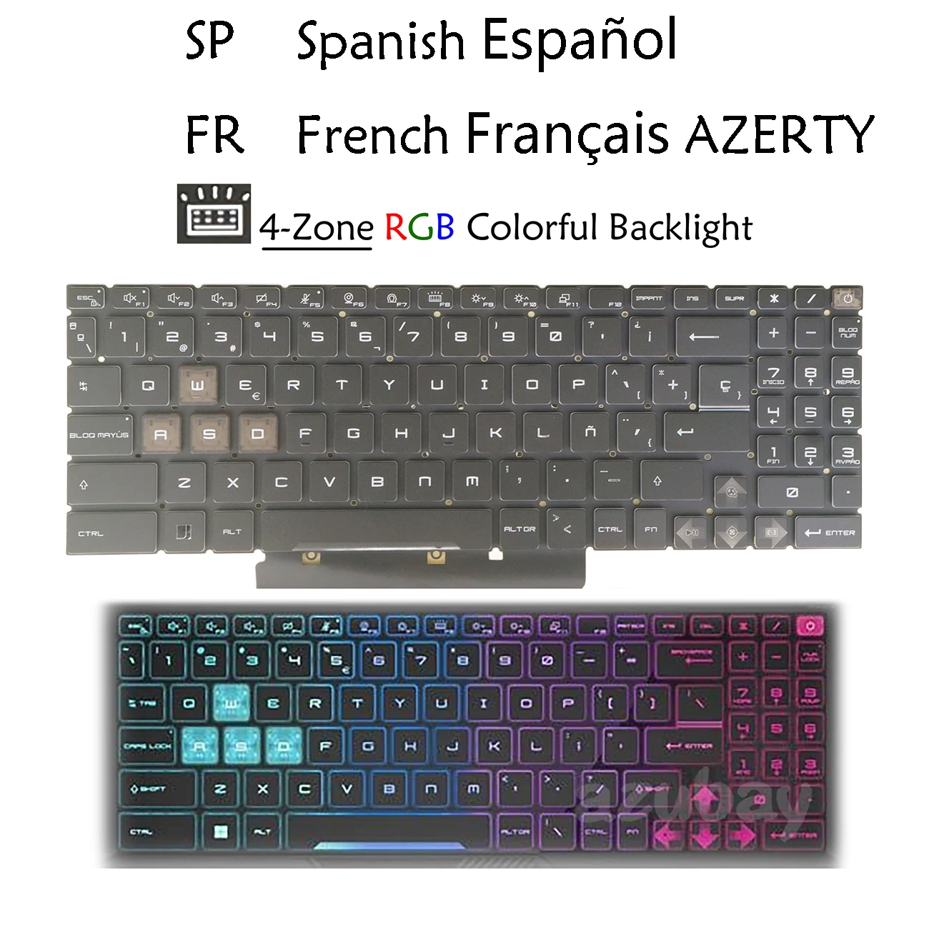 Clavier MSI GE77HX Raider Français AZERTY Neuf - 12UGS/12UHS, Gris