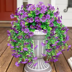 Elegant Hanging Artificial Flowers - Vibrant Outdoor Spring & Summer Decor for Porch, Garden, and Home (PURPLE)