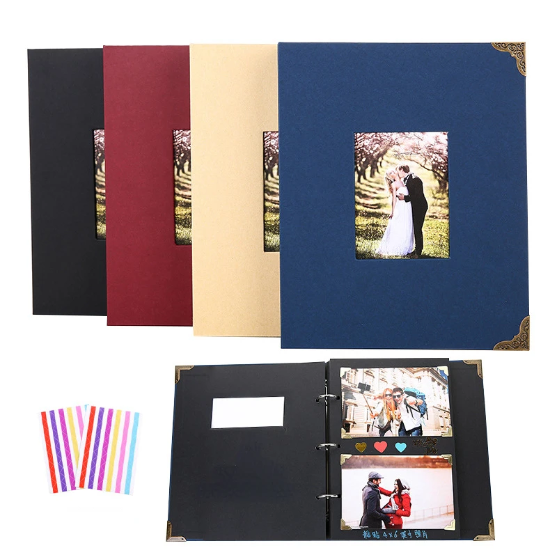 

Window Paper Wedding Photo Album DIY Handmade Stamp Atorage Loose Leaf Picture Album Family Happy Times Baby Growth Recording