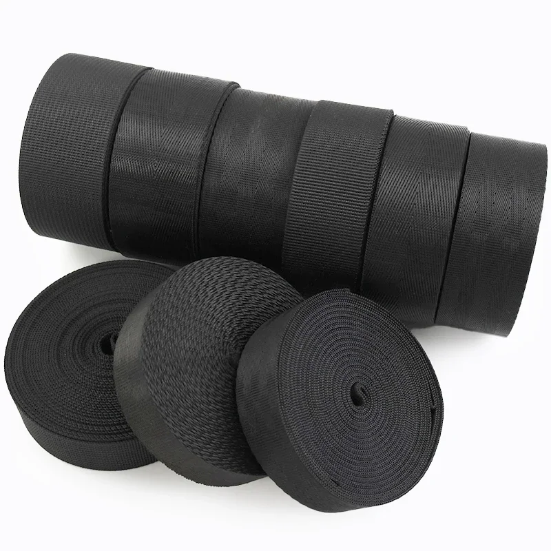 10m Black Nylon Webbing Tape