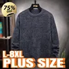 Plus Size Men's Sweater Wool Warm Pullovers O-Neck Knit Winter Fit Tops Male Thick Knitwear Mens Bottoming Shirt 8XL 7XL 6XL 5XL 1