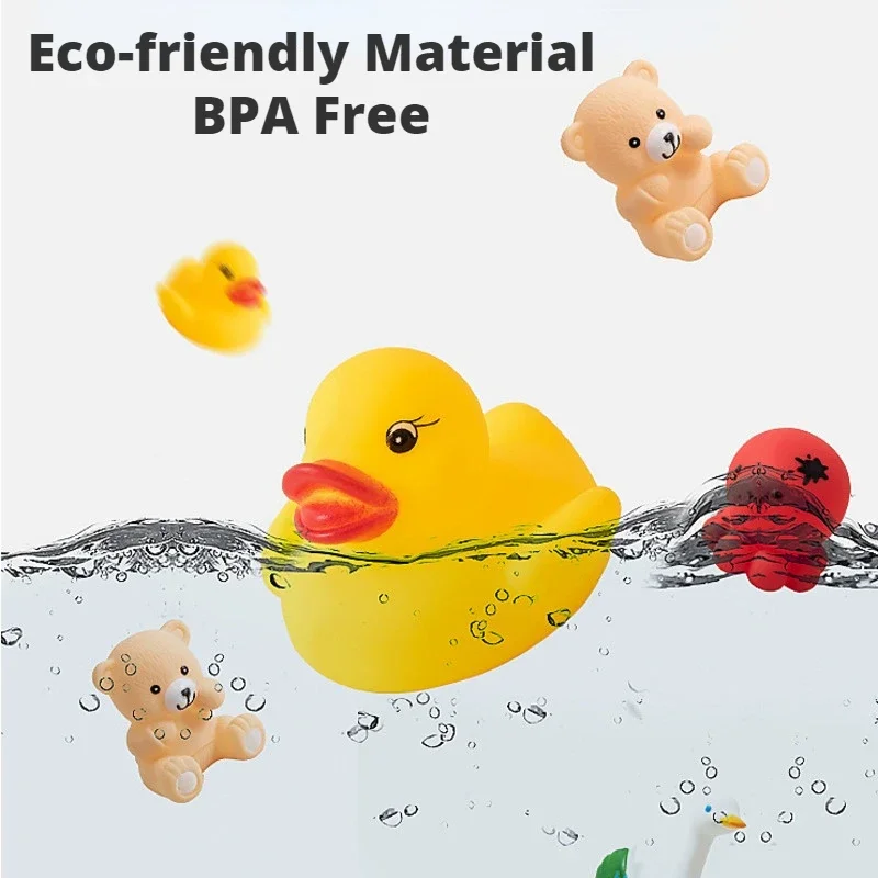 10Pcs/Set Bathing Toy For Baby Bath Toys Bathroom Animals Playing Swimming Water Toys For Children Soft Float Sound Squeaky 4