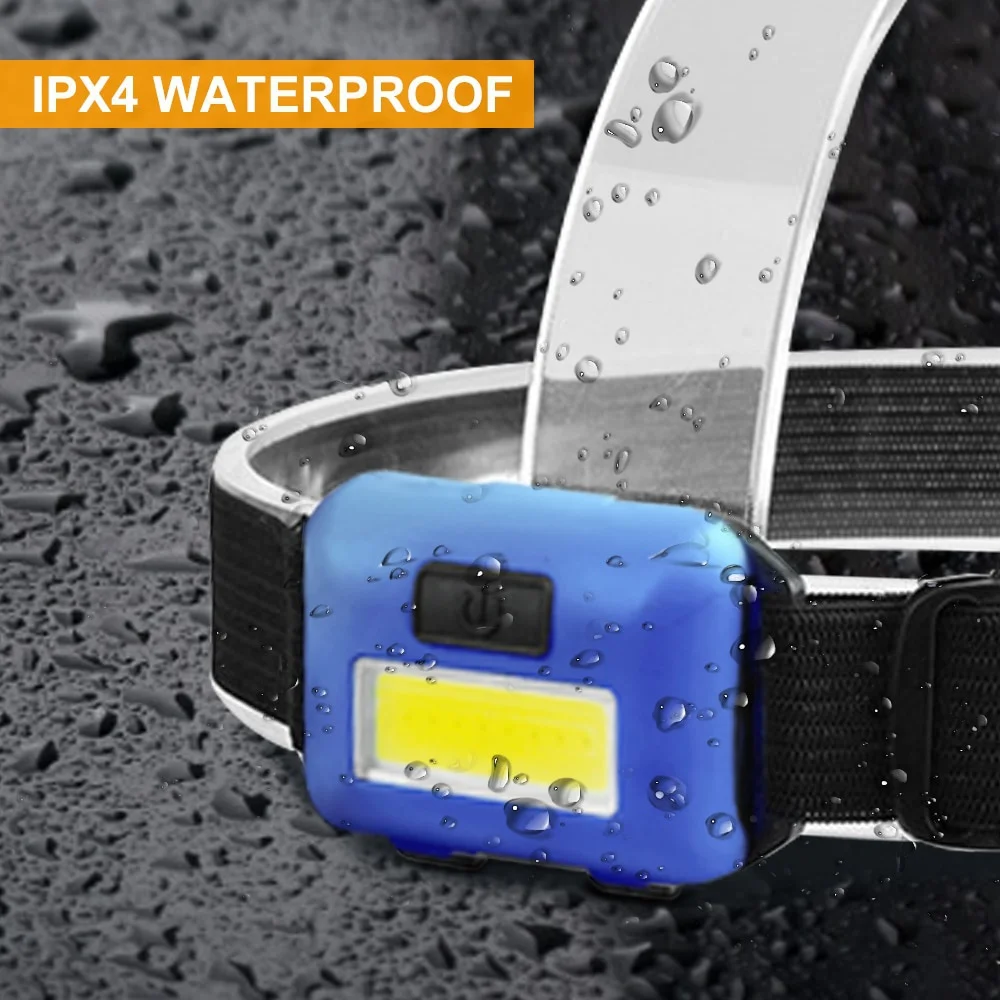 Head Flashlight,Cob Headlamp Portable Lighting COB Headtorch LED Headlamp Mini Battery Headlight 3 Modes Waterproof Flashlights for Outdoor Camping Hiking
