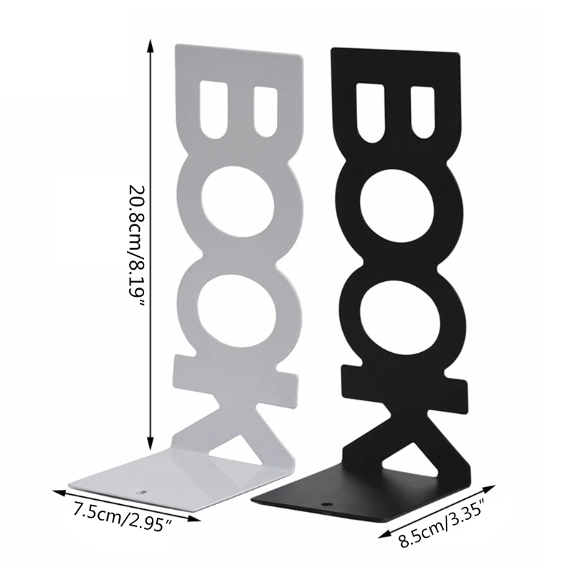 Anti-slip Heavy Duty Metal Bookends Nonskid Heavy Duty Magazine Notebook Holder Bookshelf Decoration Ornemants Set of 2 book organizer,book holder