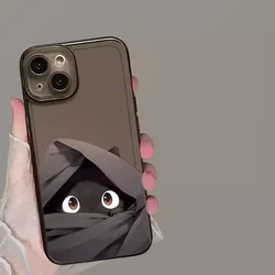 Whimsical Black Cat Non-Slip Transparent Phone Case for iPhone 12 (-1)