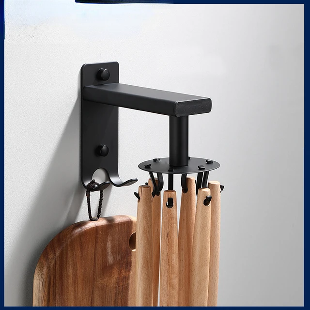 Wall Mounted Kitchen Hook Rack No-Punching Wall Hangers Rail Kitchen Utensils  Rack Spoon Shovel Chopping Board Storage Rack - AliExpress