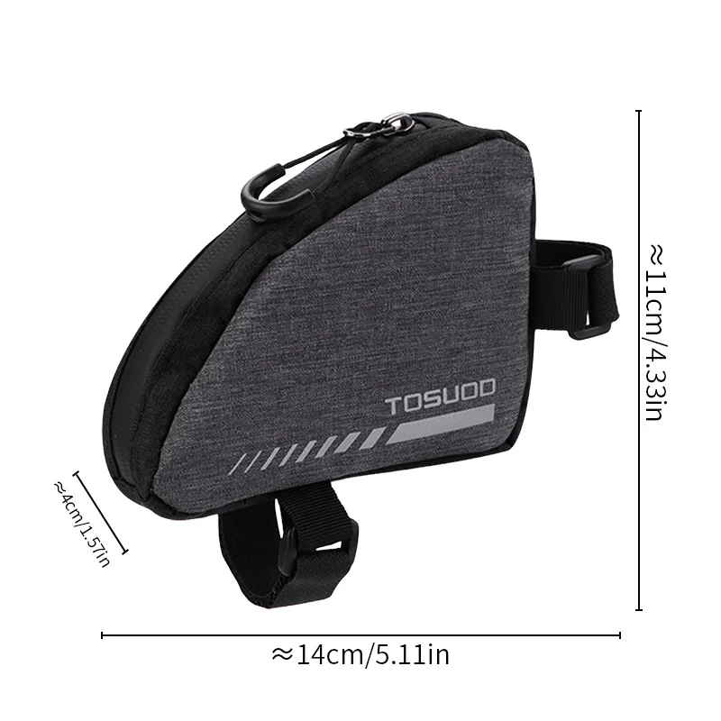 TOSUOD Fahrrad-Mini-Dreieckstasche, 0,4 l, tragbare und kompakte Fahrrad-Oberrohrtasche, hochwertige Nylon-Fahrradtasche, Fahrradzubehör – Detail 1