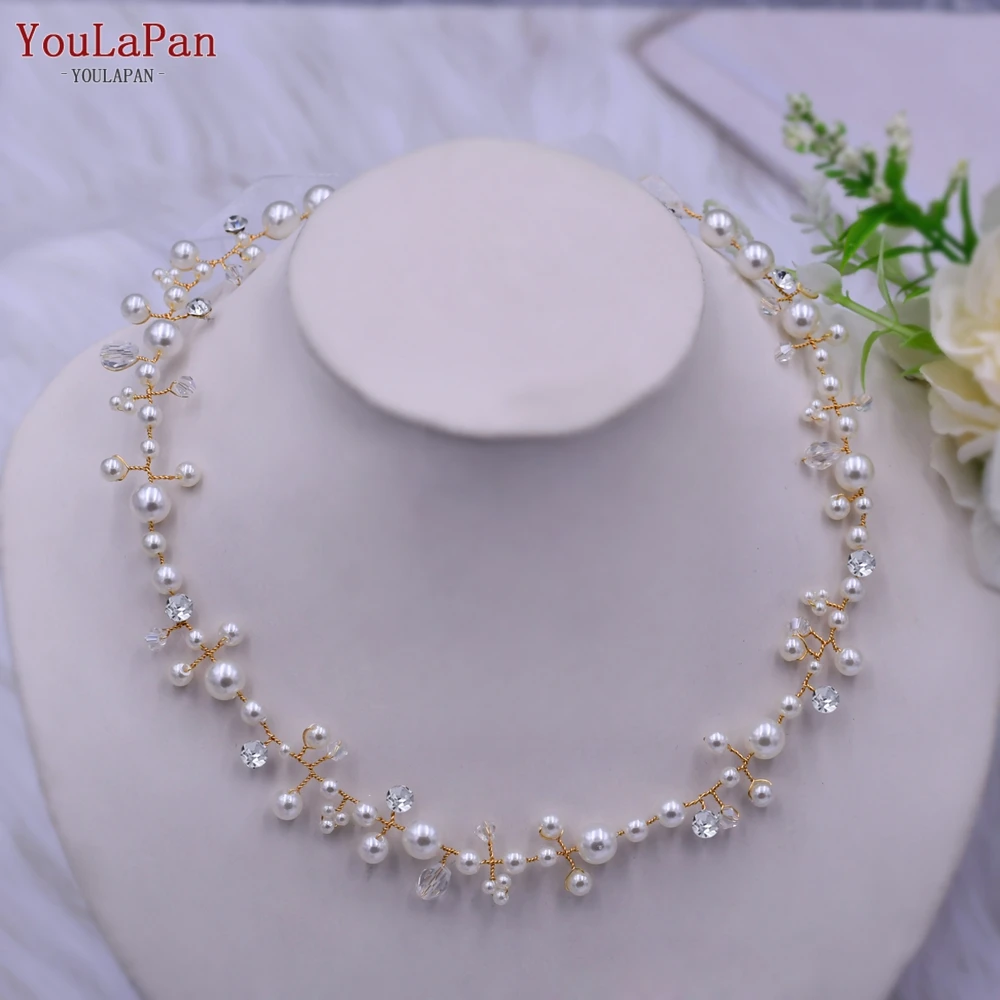 TOPQUEEN Rhinestone Wedding Hair Accessories Diamond Hair Band Wedding Headband Bridal Headpiece Silver Golden Bridal Tiara HP03