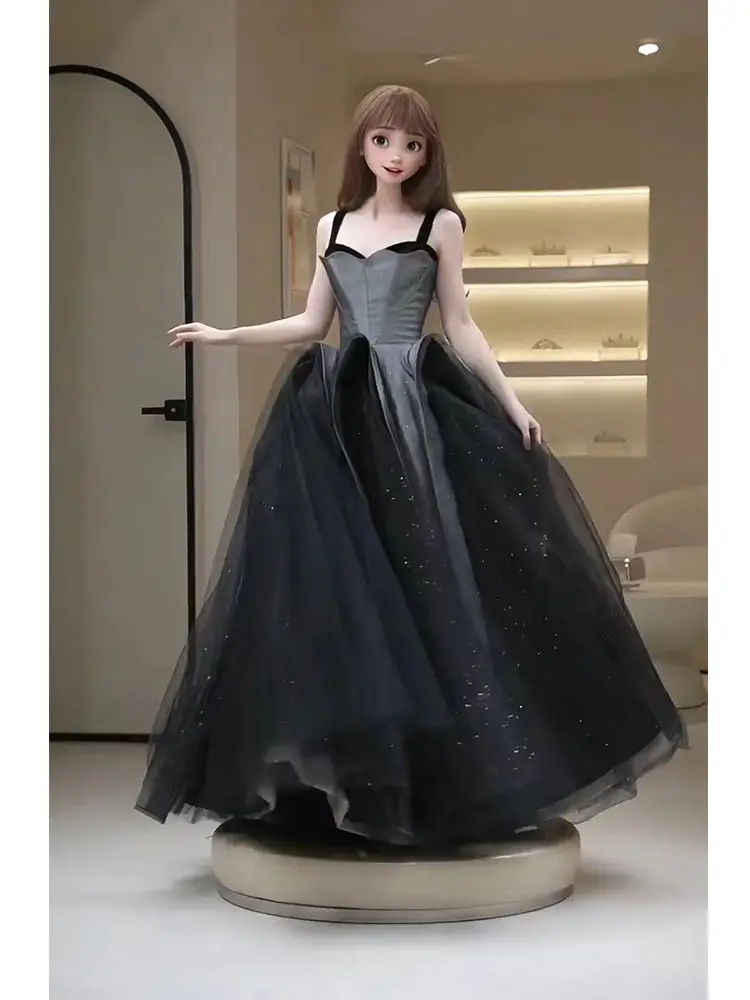 

Harajpee Suspender Evening Dress Women 2024 Niche Birthday Gift Princess Fluffy Dresses Art Exam Performance Costume Vestido