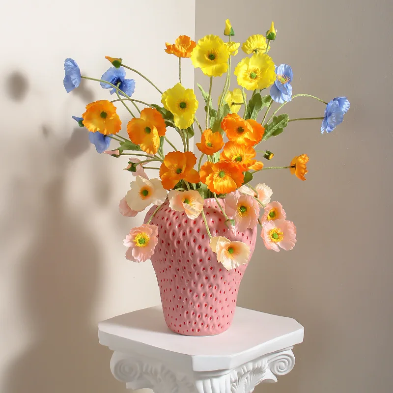 Ceramic Vase Artificial Strawberry Vase Fruit Cartoon Strawberry Flower Pot Terrarium Flower Vase Home Decoration Accessories 3