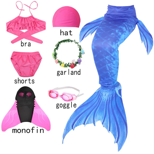 Little Mermaid Tails Attached Flippers 