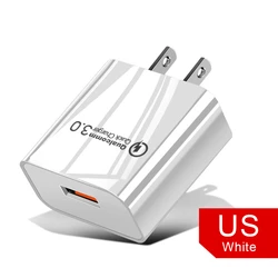 High - Speed 18W USB Quick Charge 3.0 Wall Charger with Dual Plug Options - US Plug White