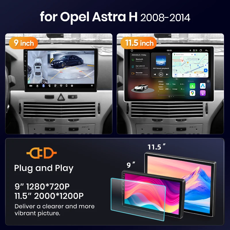 AWESAFE CarPlay inalámbrico Android Auto para Opel Zafira B Astra H 2005 2006-2014, radio para coche, reproductor multimedia, estéreo, Wi-Fi, navegación GPS, 2 Din, autorradio, sistemas inteligentes para coche, 1280*720 IPS, unidad principal, FM, RDS, DSP, SWC, BT, Plug and Play, ISO 1