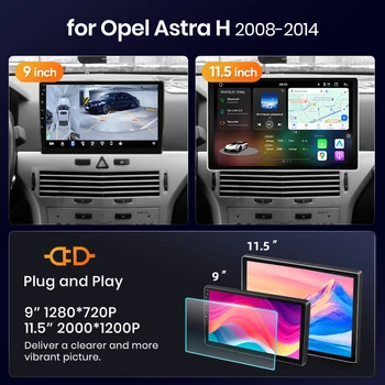 AWESAFE CarPlay inalámbrico Android Auto para Opel Zafira B Astra H 2005 2006-2014, radio para coche, reproductor multimedia, estéreo, Wi-Fi, navegación GPS, 2 Din, autorradio, sistemas inteligentes para coche, 1280*720 IPS, unidad principal, FM, RDS, DSP, SWC, BT, Plug and Play, ISO 1